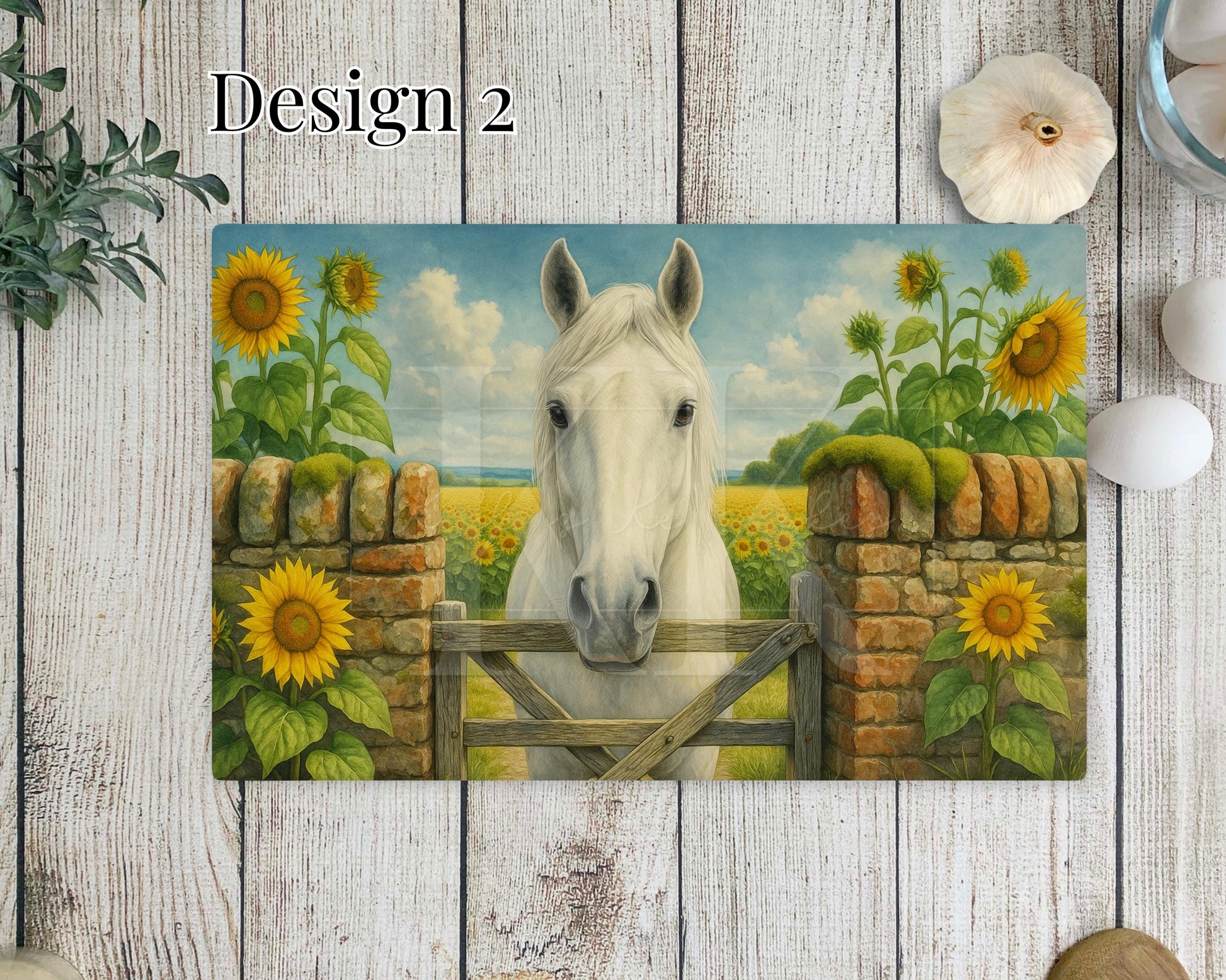 Horse with sunflowers Glass Copping Board - Worktop Saver - Horse Lover - Kitchen Decor - different sizes - Various Designs