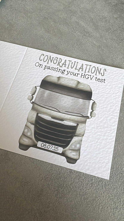 Personalised Passed Lorry Driving Test Card HGV License Congratulations Card New Lorry Driver Card 1st Lorry Driving Job Gift Class 1 Driver