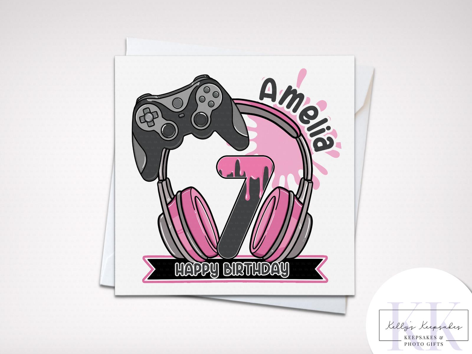 Personalised Gamer Number Birthday Card - Gamer Boy - Gamer Girl - Various Colours - Various Controllers