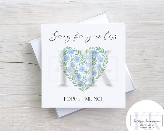 Forget me not loss card - Sympathy card - Bereavement Card - Horse Shoe - Pawprint - Butterfly - Footprint - Heart - Loss of a loved one