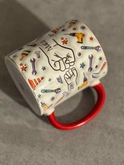Personalised Tool Fist Bump Dad Mug - Fathers Day - Dad - Step Dad - Gift for him - upto 6 hands - Handy Man - Worker