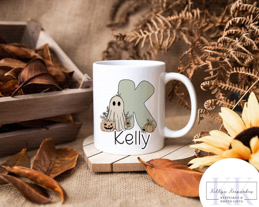 Personalised Ghost Mug - Custom Name Halloween Mug - Enamel Camping or Ceramic Mug - Spooky Season Gift - Hot water bottle