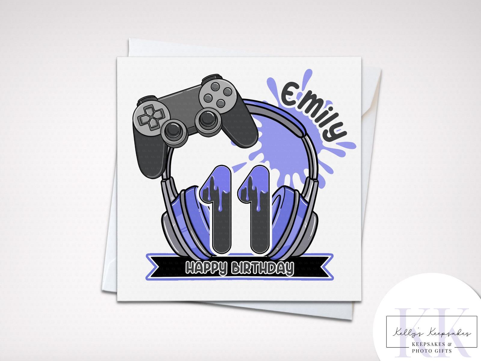 Personalised Gamer Number Birthday Card - Gamer Boy - Gamer Girl - Various Colours - Various Controllers