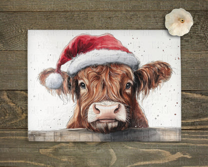 Christmas Highland Cow or Cow Glass Chopping Board - Worktop Saver- Winter Highland coo - Winter Decor - Snow - Country Kitchen Decor