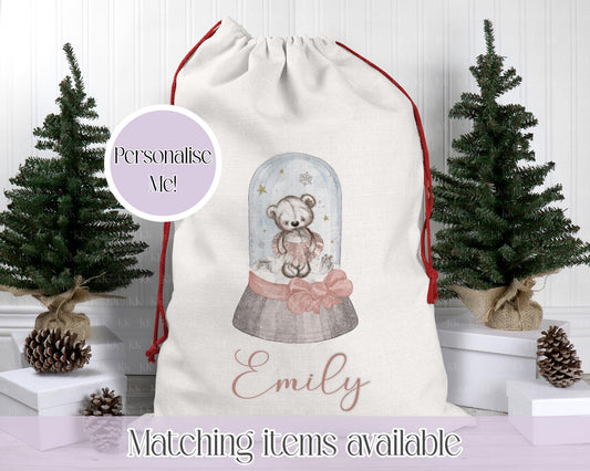 Personalised Ballerina Snow globe Santa Sack. Christmas Sack - Christmas Bag - For kids- for him - for her- Toy Sack