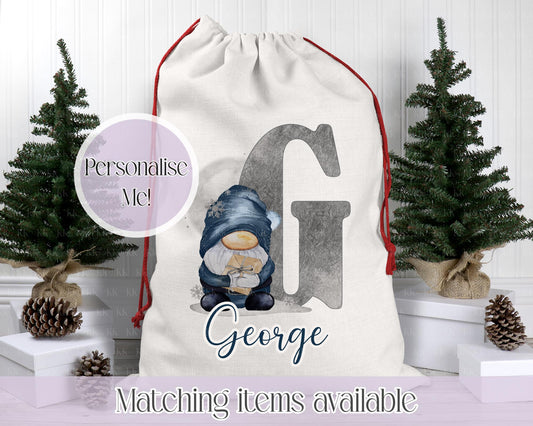 Personalised Christmas Gonk Santa Sack - Navy Gonk - Christmas Sack