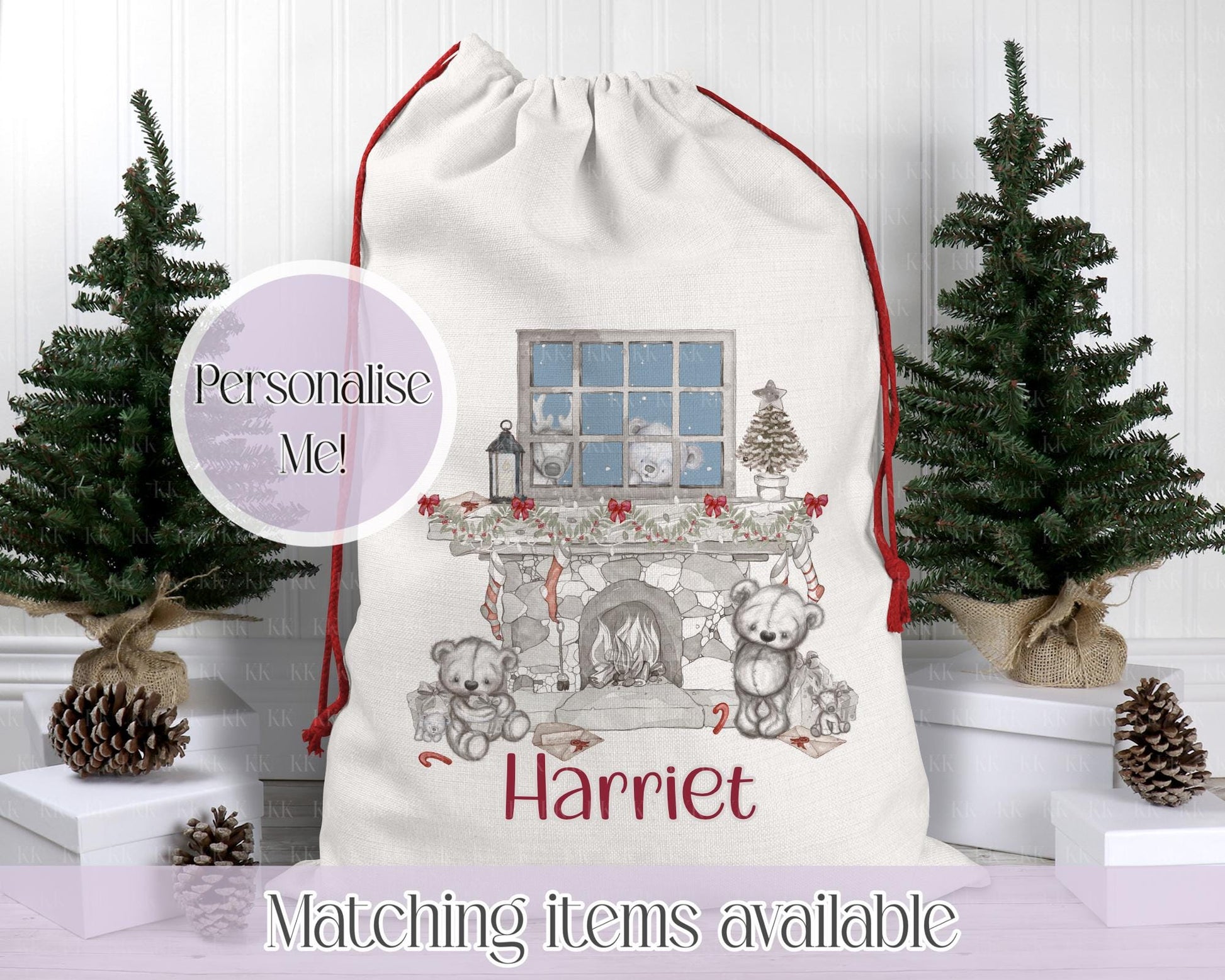 Personalised Christmas Sack – Teddy Friends Design | 70 x 50cm | Custom Name Gift Bag - Santa Sack