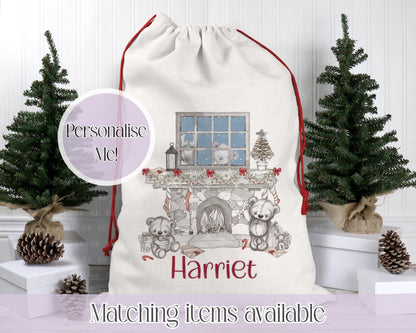 Personalised Christmas Sack – Teddy Friends Design | 70 x 50cm | Custom Name Gift Bag - Santa Sack