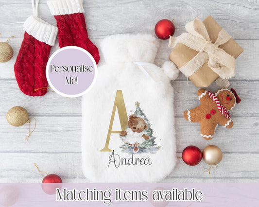 Personalised Nut Cracker Teddy Fluffy Hot Water Bottle with Faux Fur Cover – 2L Hot Water Bottle in Gift Box, Winter Warmer, Christmas Gift