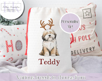 Personalised Dog Breed Santa Present Sack- Treat Sack- Christmas Sack- For The Dog - Santa Sack