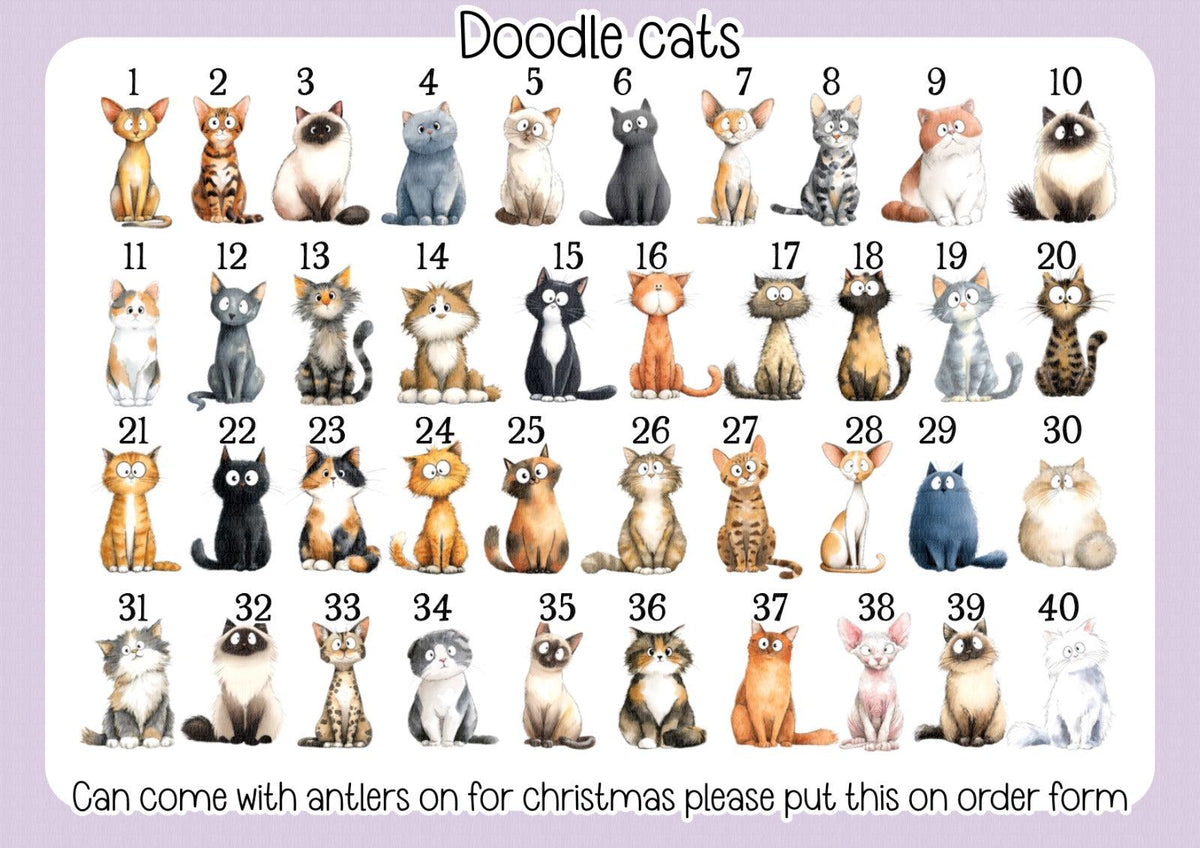 Personalised Cat illustration Pet Stocking - Christmas Stocking for pets - various breeds ans colours - custom Santa sack for pets