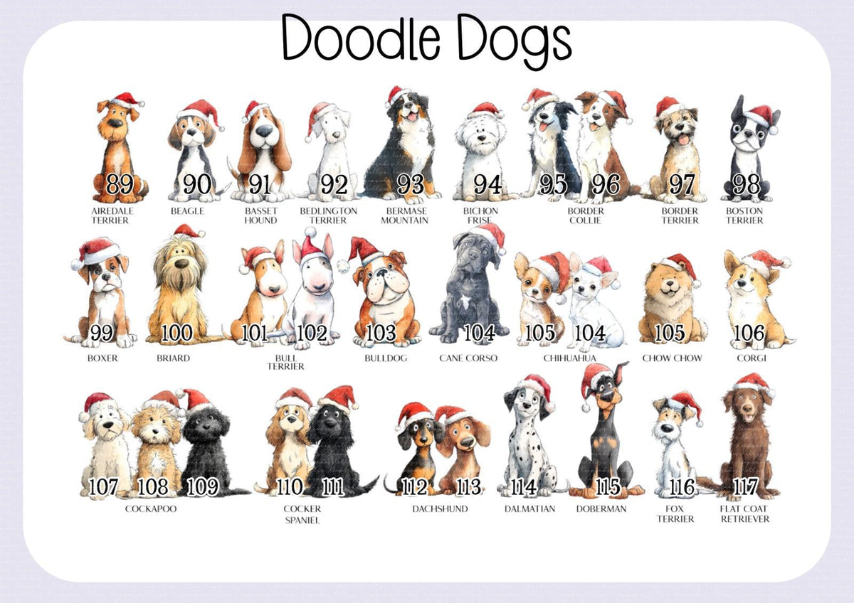 Personalised Dog Illustration Stocking - Christmas Stocking for pets - various breeds ans colours - custom Santa sack for pets