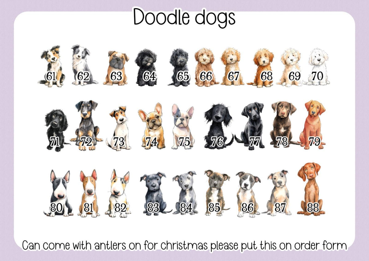 Personalised Dog Illustration Stocking - Christmas Stocking for pets - various breeds ans colours - custom Santa sack for pets