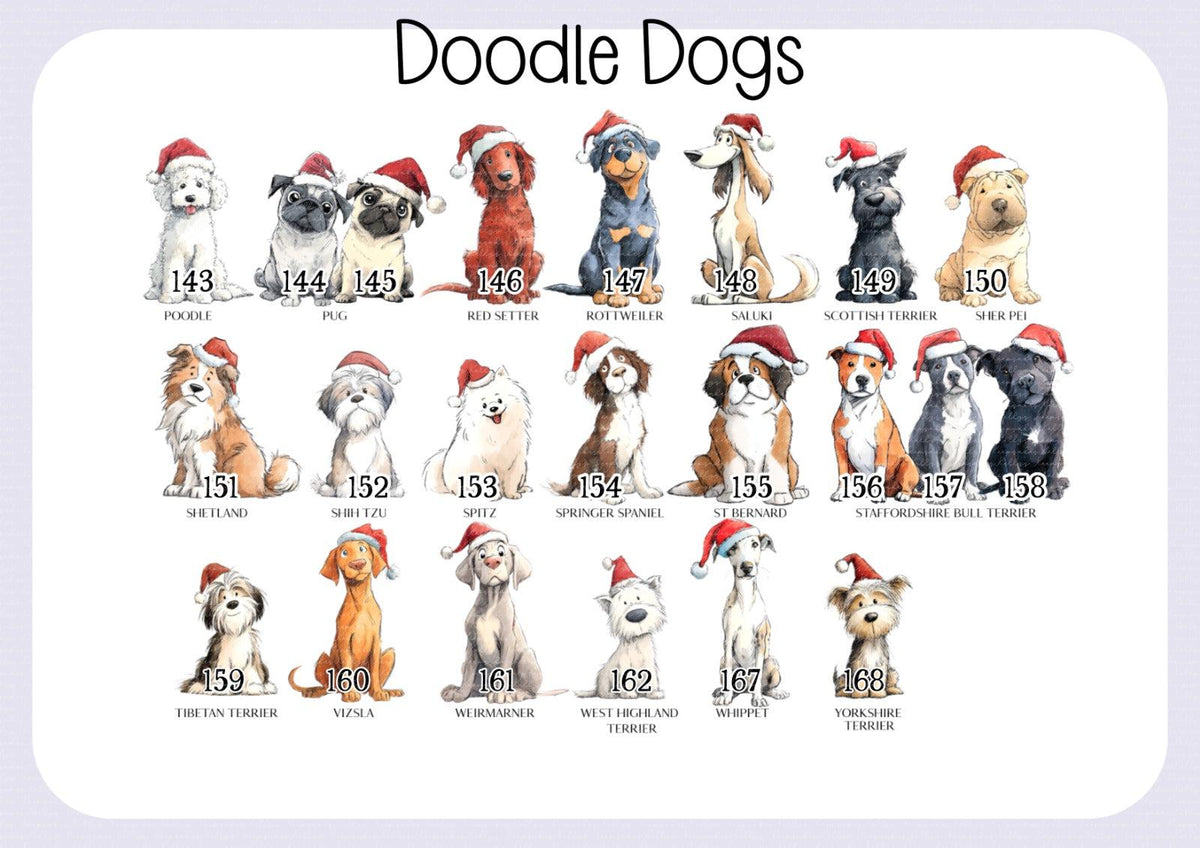 Personalised Dog Illustration Stocking - Christmas Stocking for pets - various breeds ans colours - custom Santa sack for pets