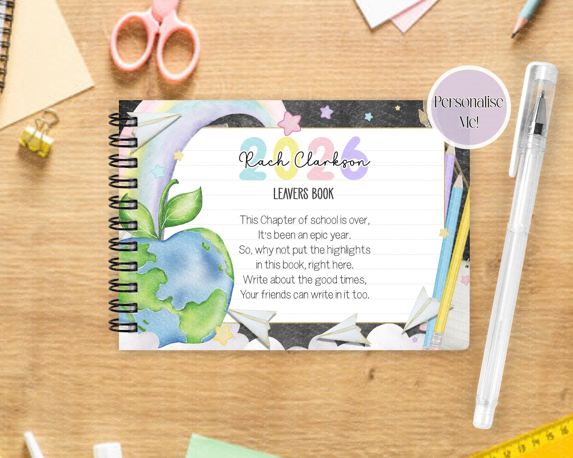 Personalised A6 Leavers Book – Class of 2025 | End of School Autograph & Memory Book | Keepsake for Year 6, Year 11, or Nursery Graduates