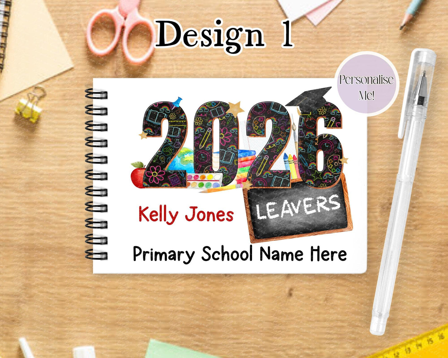 Personalised A6 Leavers Book – Class of 2025 | End of School Autograph & Memory Book | Keepsake for Year 6, Year 11, or Nursery Graduates