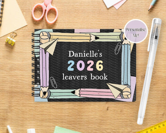 Personalised Doodle Design A6 Leavers Book – Class of 2026 | End of School Autograph & Memory Book | Keepsake for Year 6