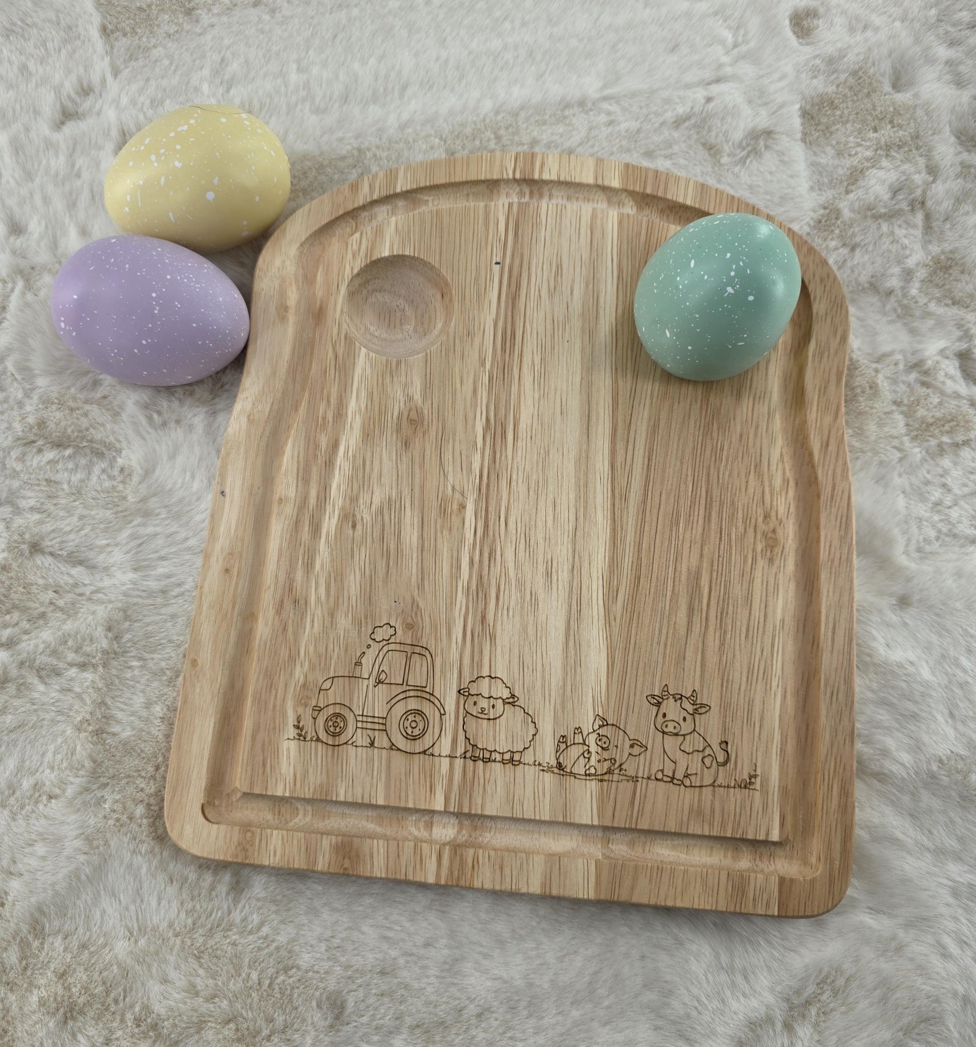 Personalised Wooden Egg Board - Custom Name Farm Design - egg and soldiers