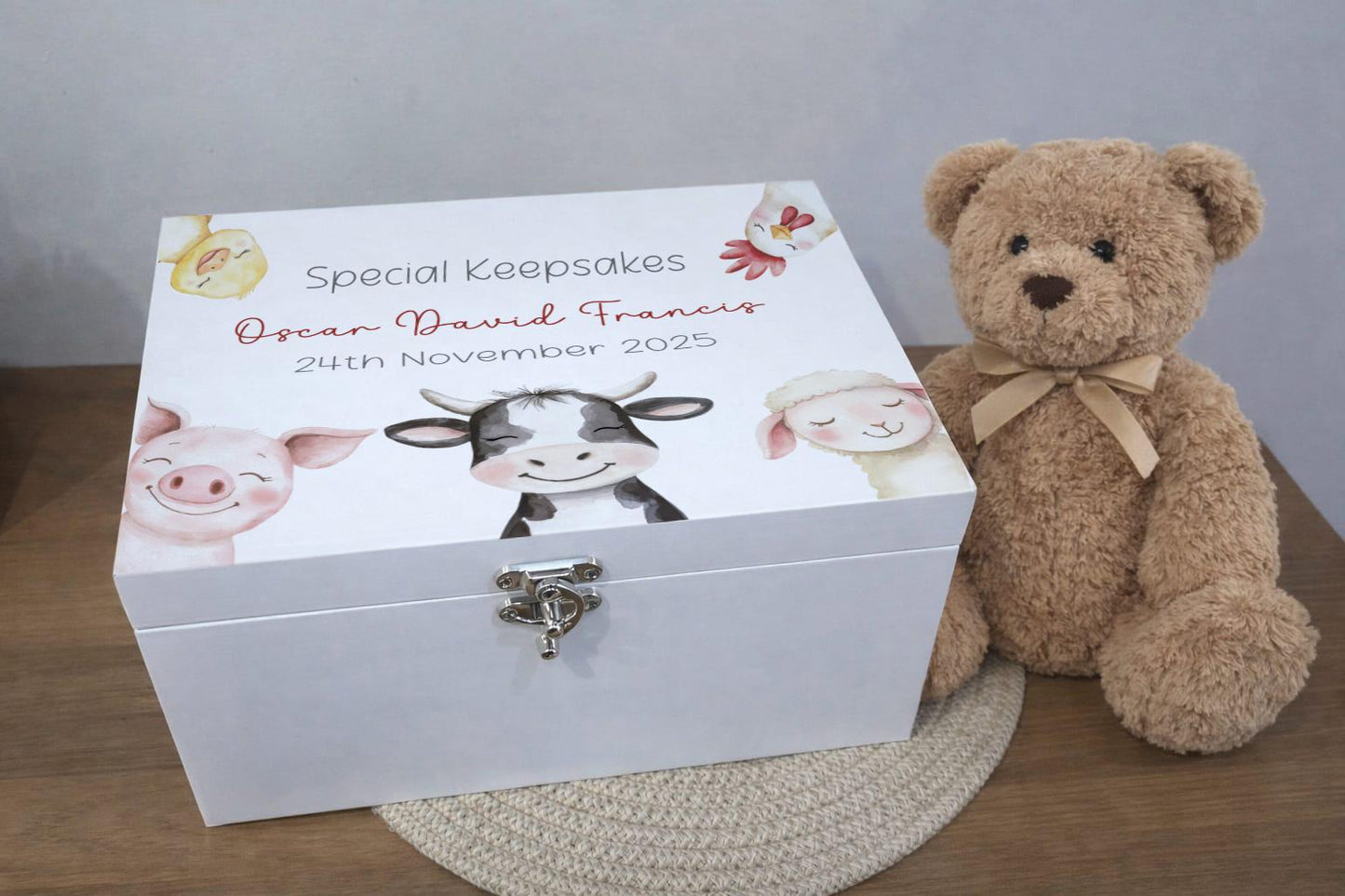 Farm yard Friends Personalised Keepsake Box - Custom Baby Memory Box - Personalised farm Keepsake Box - Baby Memory Box