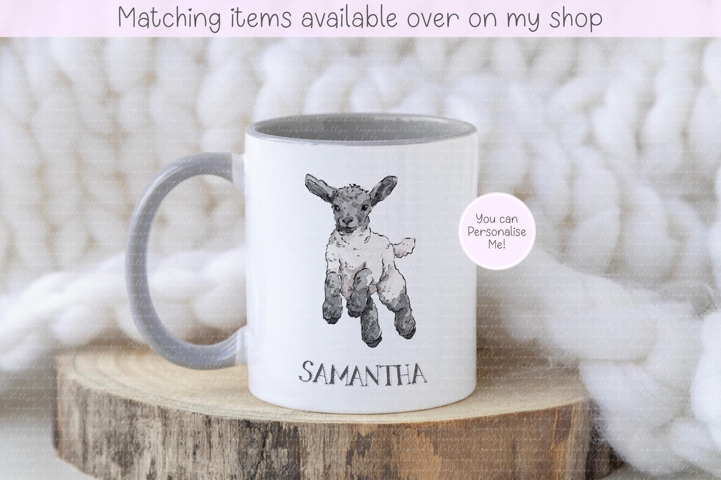 Lamb Personalised Mug - sheep lover mug - custom hand drawn lamb mug - sheep farmer - gift for him - gift for him