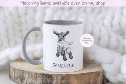 Lamb Personalised Mug - sheep lover mug - custom hand drawn lamb mug - sheep farmer - gift for him - gift for him