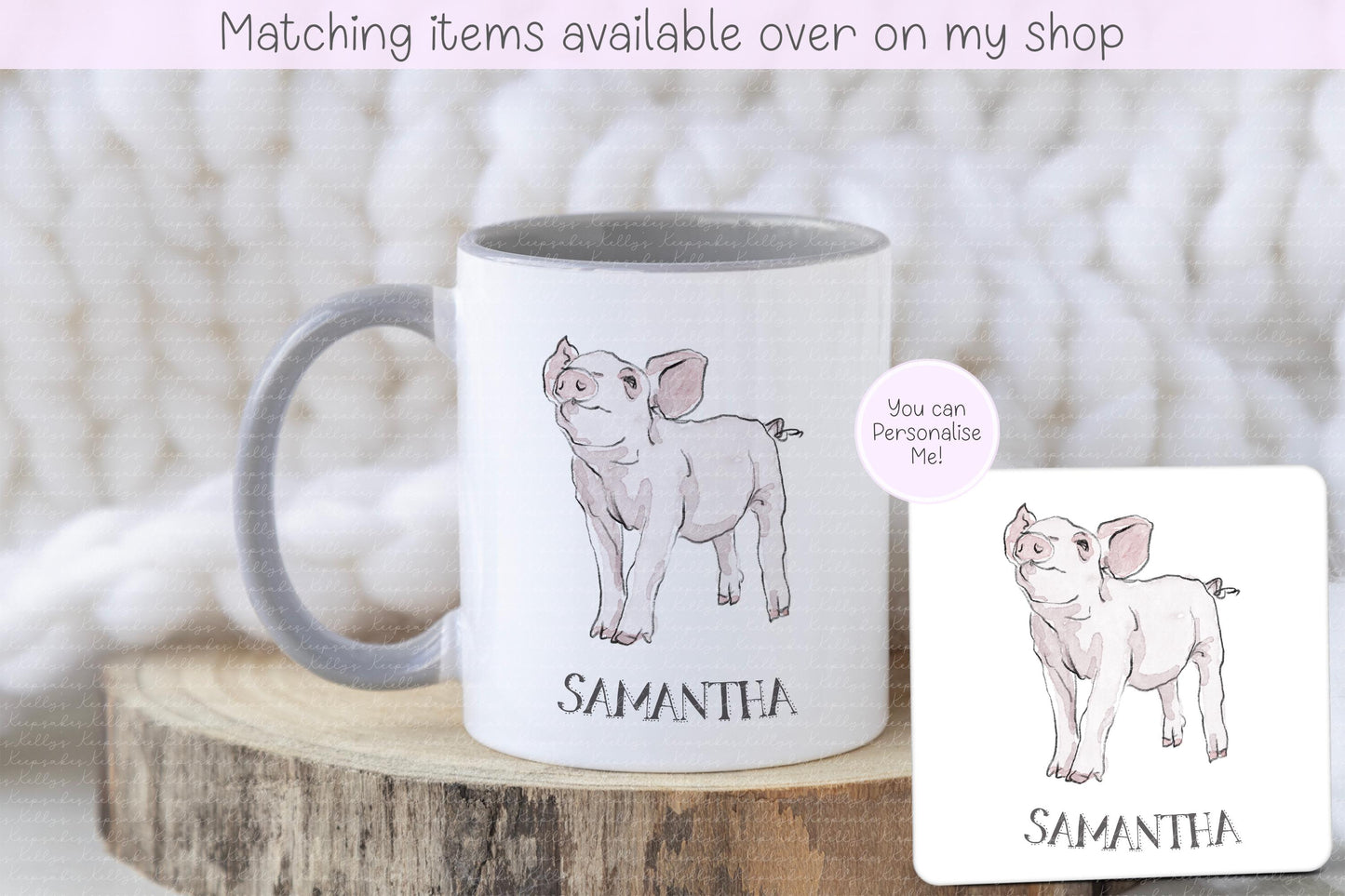Pig Personalised Mug - pig lover mug - custom hand drawn piglet mug - pig farmer - gift for him - gift for him
