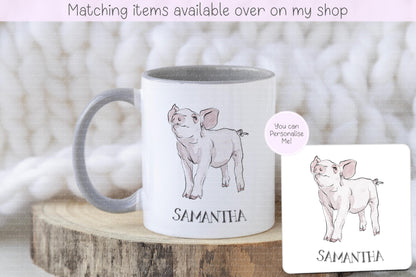 Pig Personalised Mug - pig lover mug - custom hand drawn piglet mug - pig farmer - gift for him - gift for him