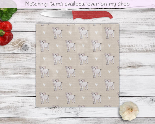 Pig Glass Chopping Board - Kitchen Counter Saver - Work Top Saver - Country Decor - Kitchen Decor - New Home Gift - Piglet