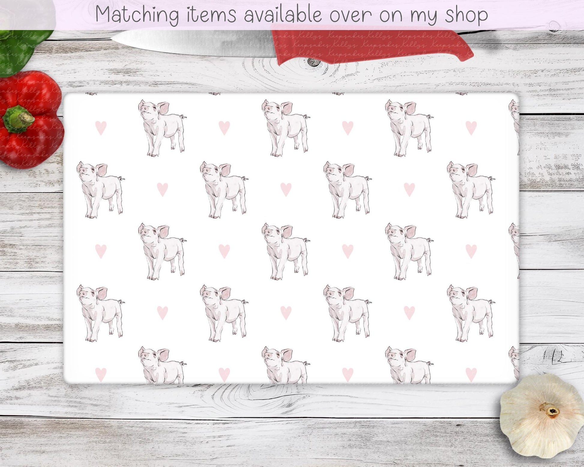 Pig Glass Chopping Board - Kitchen Counter Saver - Work Top Saver - Country Decor - Kitchen Decor - New Home Gift - Piglet