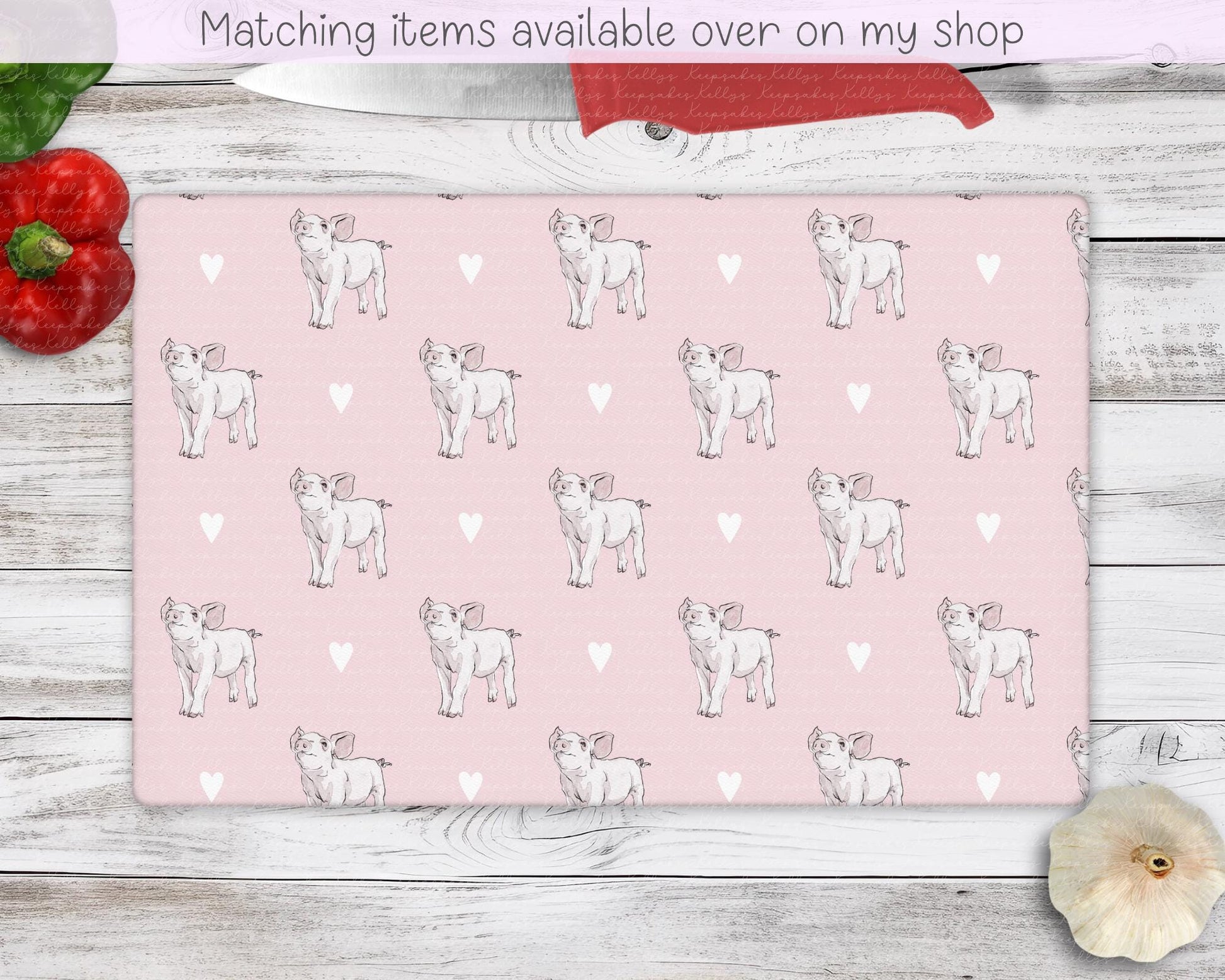 Pig Glass Chopping Board - Kitchen Counter Saver - Work Top Saver - Country Decor - Kitchen Decor - New Home Gift - Piglet