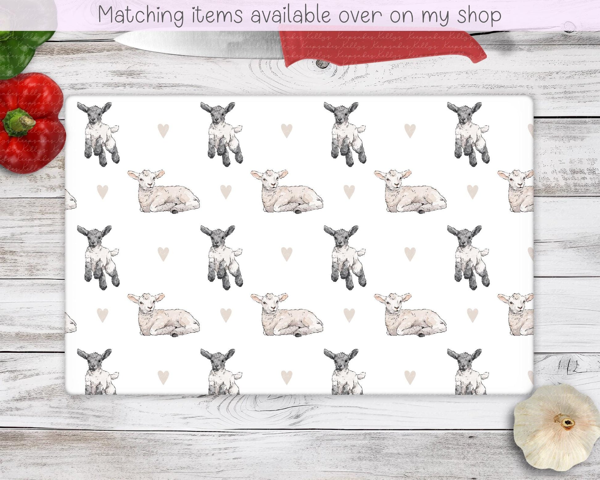 Sheep Glass Chopping Board - Kitchen Counter Saver - Work Top Saver - Country Decor - Kitchen Decor - New Home Gift - Lamb and Sheep