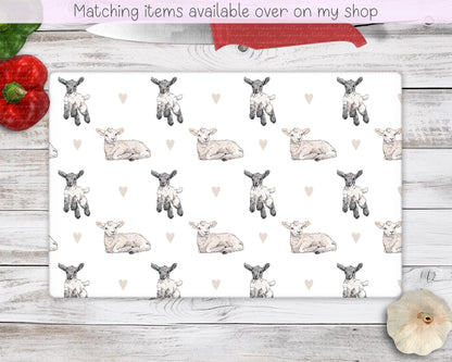 Sheep Glass Chopping Board - Kitchen Counter Saver - Work Top Saver - Country Decor - Kitchen Decor - New Home Gift - Lamb and Sheep