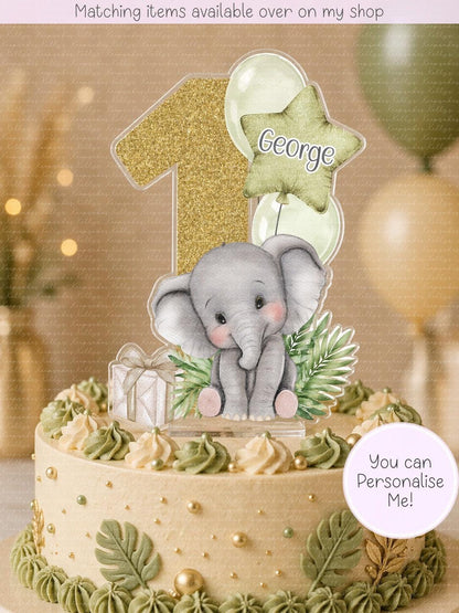 Personalised Safari Animal age cake topper - acrylic printed cake topper - custom cake decoration - Giraffe- zebra- elephant- Lion- monkey