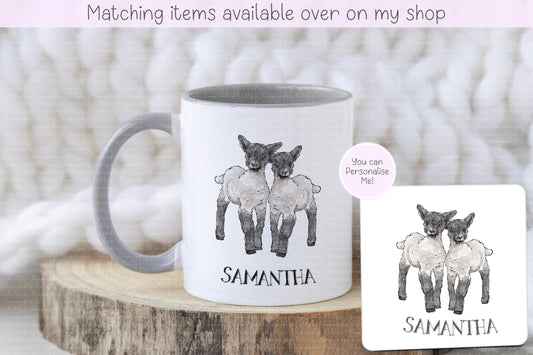 Lamb Personalised Mug - sheep lover mug - custom hand drawn lamb mug - sheep farmer - gift for him - gift for him