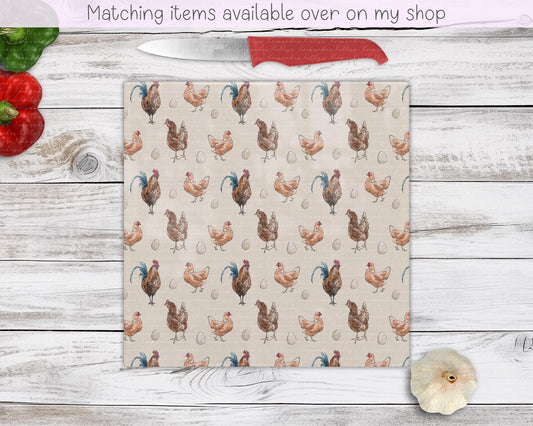 Chicken Glass Chopping Board - Kitchen Counter Saver - Work Top Saver - Country Decor - Kitchen Decor - New Home Gift