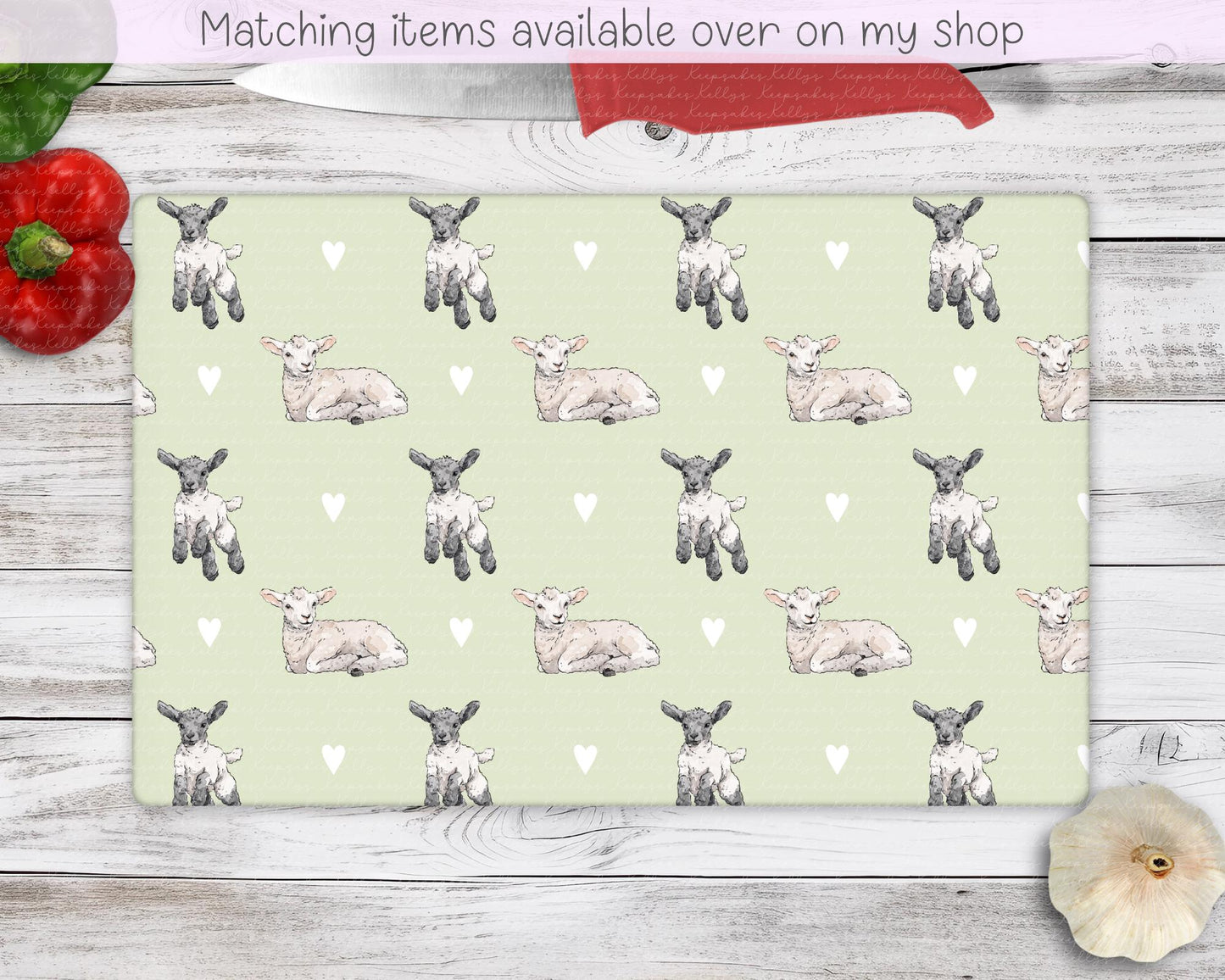 Sheep Glass Chopping Board - Kitchen Counter Saver - Work Top Saver - Country Decor - Kitchen Decor - New Home Gift - Lamb and Sheep