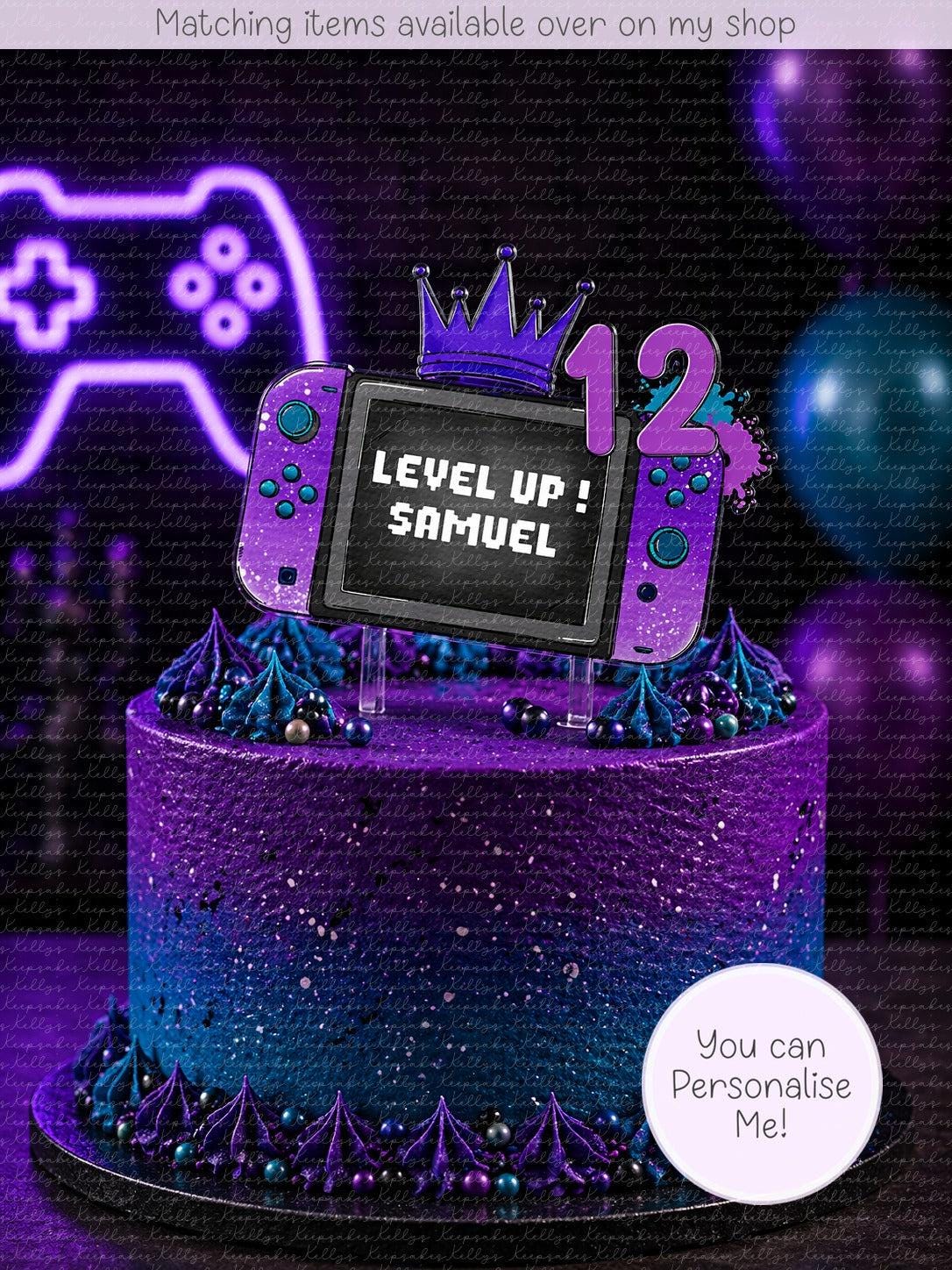 Personalised Game Controller age cake topper - acrylic gamer printed cake topper - custom cake decoration