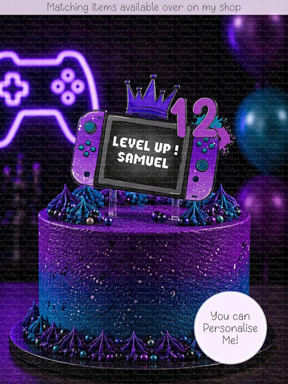 Personalised Game Controller age cake topper - acrylic gamer printed cake topper - custom cake decoration