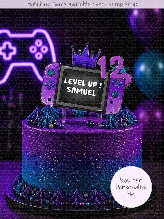 Personalised Game Controller age cake topper - acrylic gamer printed cake topper - custom cake decoration