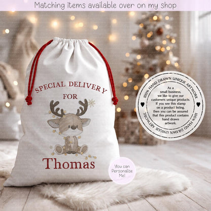 Christmas Reindeer Fairy Lights Santa Sack - Christmas Sack - 70 x 50 cm - custom name