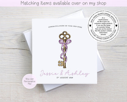 Congratulations on your new home personalised vintage key card - first home custom card