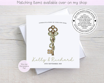 Congratulations on your new home personalised vintage key card - first home custom card