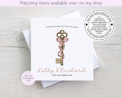 Congratulations on your new home personalised vintage key card - first home custom card