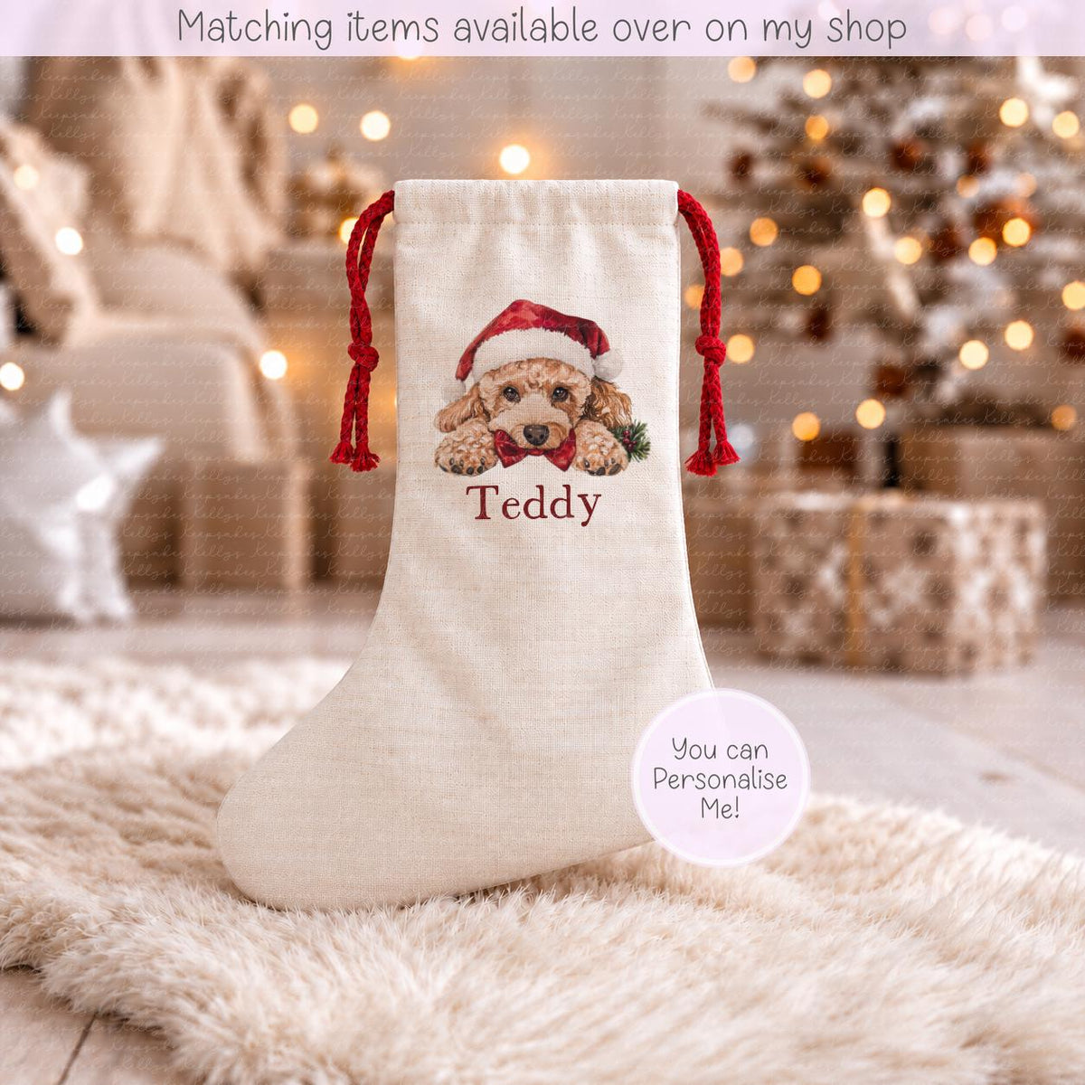 Personalised Dog Pet Stocking - Christmas Stocking for pets - various breeds ans colours - custom Santa sack for pets