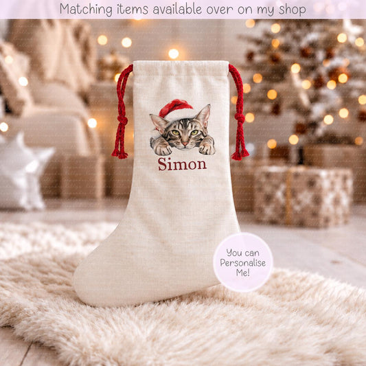Personalised Cat Pet Stocking - Christmas Stocking for pets - various breeds ans colours - custom Santa sack for pets