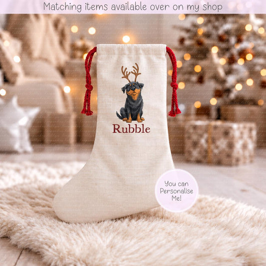 Personalised Dog Illustration Stocking - Christmas Stocking for pets - various breeds ans colours - custom Santa sack for pets