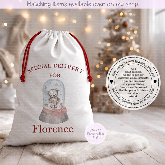 Personalised Ballerina Snow globe Santa Sack. Christmas Sack - Christmas Bag - For kids- for him - for her- Toy Sack