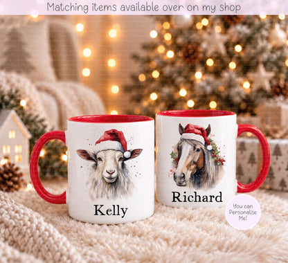 Christmas Farm Animal Personalised Mug - Farm Yard - Cow - Pig - Duck - And More - Stocking Filler- Animal Mug - For him - for her