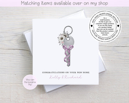 Congratulations on your new home personalised floral key card - first home custom card