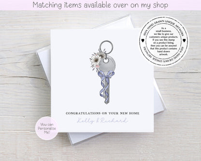 Congratulations on your new home personalised floral key card - first home custom card